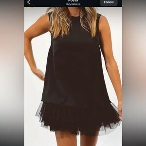 L’abeye Mable Black tulle bottom shift dress